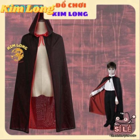Áo Choàng Ma Cà Rồng Đỏ Đen Có Mũ - Trang Phục Hóa Trang Halloween Cho Trẻ Em & Người Lớn, Độc Đáo & Thú Vị
