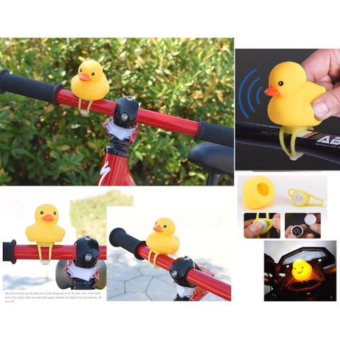 Vịt Vàng Gắn Xe Đội Nón Bảo Hiểm - Đồ Chơi Phát Sáng LED và Bóp Kêu Dành Cho Bé - Quà Tặng Dễ Thương
