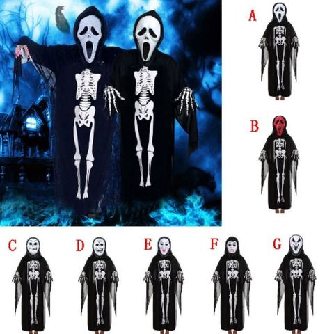 Bộ Áo choàng xương Halloween - Set Mặt Nạ Đầu Lâu và Áo Choàng Phong Cách Ma Quái Dành Cho Bữa Tiệc Hóa Trang