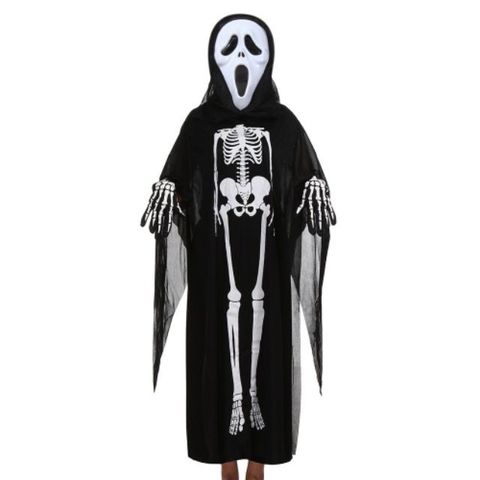Bộ Áo choàng xương Halloween - Set Mặt Nạ Đầu Lâu và Áo Choàng Phong Cách Ma Quái Dành Cho Bữa Tiệc Hóa Trang