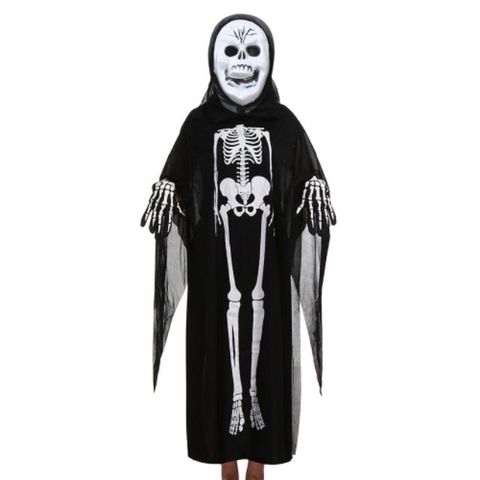 Bộ Áo choàng xương Halloween - Set Mặt Nạ Đầu Lâu và Áo Choàng Phong Cách Ma Quái Dành Cho Bữa Tiệc Hóa Trang