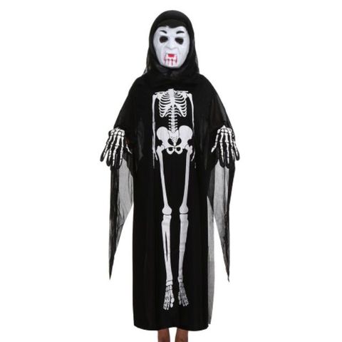 Bộ Áo choàng xương Halloween - Set Mặt Nạ Đầu Lâu và Áo Choàng Phong Cách Ma Quái Dành Cho Bữa Tiệc Hóa Trang