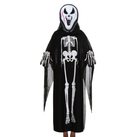 Bộ Áo choàng xương Halloween - Set Mặt Nạ Đầu Lâu và Áo Choàng Phong Cách Ma Quái Dành Cho Bữa Tiệc Hóa Trang