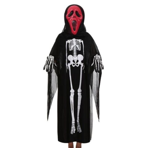 Bộ Áo choàng xương Halloween - Set Mặt Nạ Đầu Lâu và Áo Choàng Phong Cách Ma Quái Dành Cho Bữa Tiệc Hóa Trang