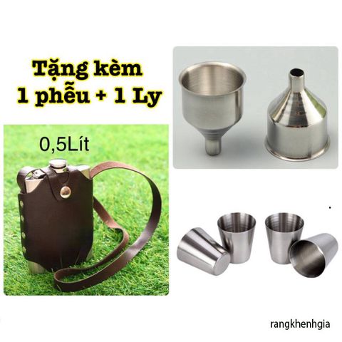Bình Nước Inox 304 CCCP 0.5L - Thời Trang, Bền Bỉ, Kèm Bao, Cốc và Phễu - Hoàn Hảo Cho Thể Thao và Dã Ngoại
