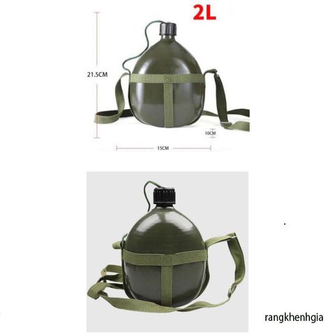 Bình Tông Nhôm 2L Cổ Điển Bi Đông - Bình Đựng Nước Du Lịch Tiện Lợi, Chống Gỉ, Dễ Mang Theo, Hợp Cho Dã Ngoại