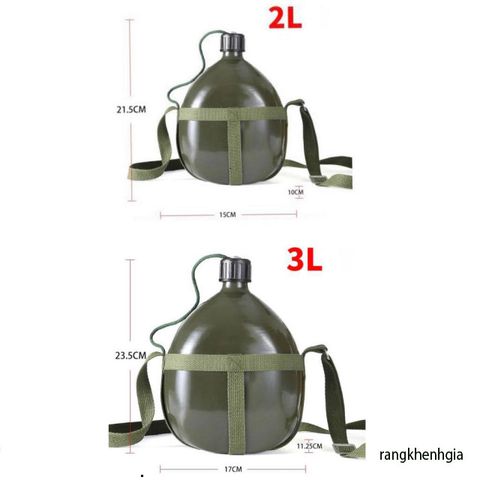 Bình Tông Nhôm 2L Cổ Điển Bi Đông - Bình Đựng Nước Du Lịch Tiện Lợi, Chống Gỉ, Dễ Mang Theo, Hợp Cho Dã Ngoại