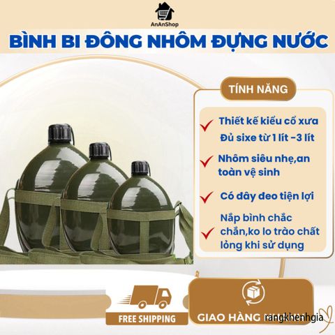 Bình Đựng Nước Nhôm Xanh Cổ Điển Siêu Nhẹ - Phụ Kiện Cắm Trại Hoàn Hảo, Dễ Dàng Mang Theo Trong Mọi Cuộc Phiêu Lưu ngoài Trời