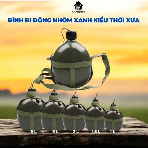 Bình Đựng Nước Nhôm Xanh Cổ Điển Siêu Nhẹ - Phụ Kiện Cắm Trại Hoàn Hảo, Dễ Dàng Mang Theo Trong Mọi Cuộc Phiêu Lưu ngoài Trời