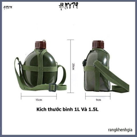 Bình Nhôm Xanh Truyền Thống 1,2L Chắc Chắn - Bình Đựng Nước Du Lịch An Toàn với Dây Đeo Tiện Lợi, Quà Tặng Cho Phái Mạnh