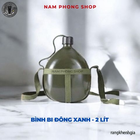 Bình Bi Đông Nhôm Xanh Cổ Điển - Đựng Nước, Rượu Cho Cắm Trại, Phiêu Lưu - Thiết Kế Nắp Xoáy Chắc Chắn, Kèm Bao Đựng Tiện Lợi