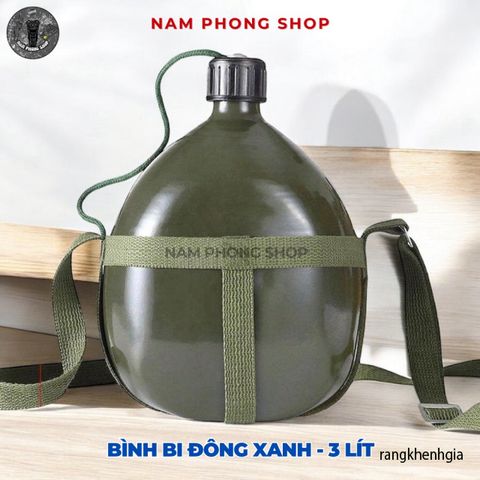 Bình Bi Đông Nhôm Xanh Cổ Điển - Đựng Nước, Rượu Cho Cắm Trại, Phiêu Lưu - Thiết Kế Nắp Xoáy Chắc Chắn, Kèm Bao Đựng Tiện Lợi