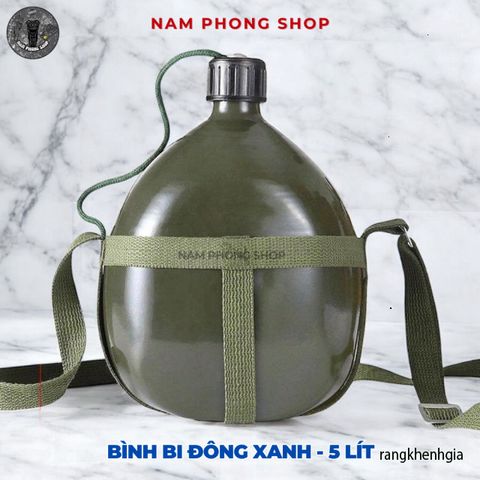 Bình Bi Đông Nhôm Xanh Cổ Điển - Đựng Nước, Rượu Cho Cắm Trại, Phiêu Lưu - Thiết Kế Nắp Xoáy Chắc Chắn, Kèm Bao Đựng Tiện Lợi