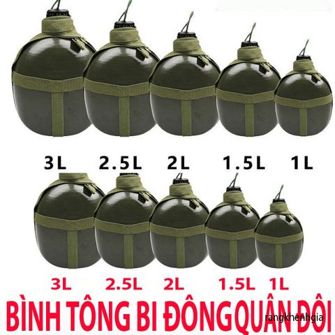 Bình Tông Nhôm Xanh Cổ Điển Hình Lính - Đồ Uống Dã Ngoại Hoàn Hảo Cho Phượt Và Chuyến Đi Rừng