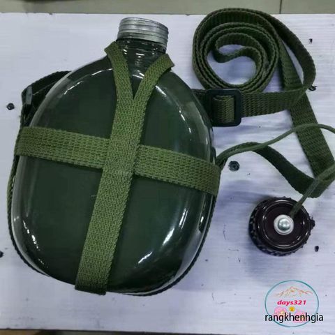 Bình Tông Nhôm Xanh Cổ Điển Hình Lính - Đồ Uống Dã Ngoại Hoàn Hảo Cho Phượt Và Chuyến Đi Rừng
