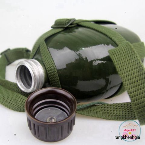 Bình Tông Nhôm Cổ Điển Xanh Lính - Đựng Nước, Rượu Thời Thượng Cho Phượt Thủ Và Dã Ngoại