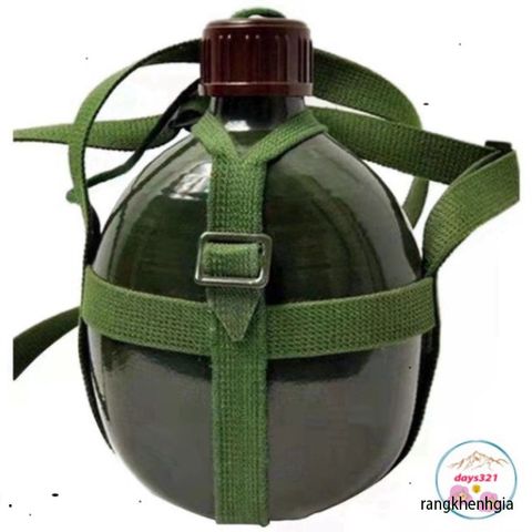 Bình Tông Nhôm Cổ Điển Xanh Lính - Đựng Nước, Rượu Thời Thượng Cho Phượt Thủ Và Dã Ngoại