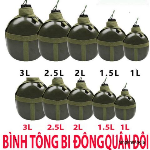 Bình Tông Nhôm Cổ Điển Xanh Lính - Đựng Nước, Rượu Thời Thượng Cho Phượt Thủ Và Dã Ngoại