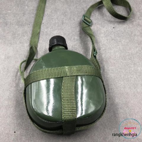 Bình Tông Nhôm Cổ Điển Xanh Lính - Đựng Nước, Rượu Thời Thượng Cho Phượt Thủ Và Dã Ngoại
