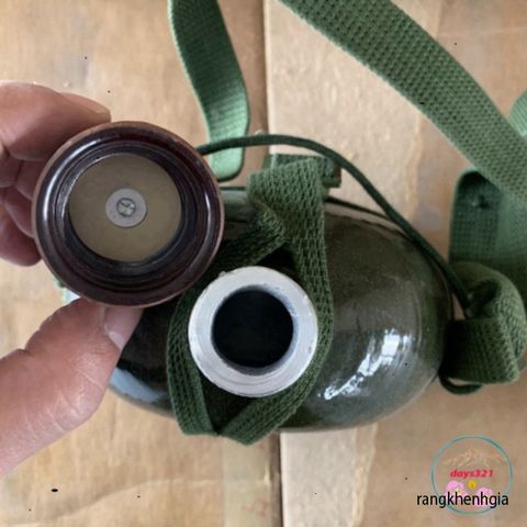 Bình Tông Nhôm Cổ Điển Xanh Lính - Đựng Nước, Rượu Thời Thượng Cho Phượt Thủ Và Dã Ngoại