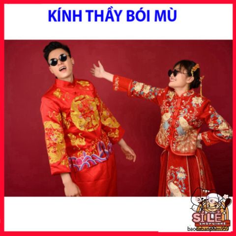 Kính Mát Mặt Tròn Unisex - Phong Cách Cổ Trang Trung Hoa, Bảo Vệ UV400, Thời Trang Đám Cưới, Gọn Nhẹ, Xu Hướng Tết