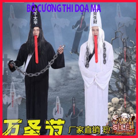 Bộ Trang Phục Halloween Diêm Vương Hắc Bạch Vô Thường cho Người Lớn - Trang Phục Ma Mị Ấn Tượng Cho Tiệc Hóa Trang