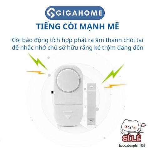 Bộ 2 Chuông Chống Trộm GIGAHOME - Thiết Kế Thông Minh, Âm Thanh Cảnh Báo 90dB, Dễ Lắp Đặt, Giải Pháp An Ninh Cho Gia Đình