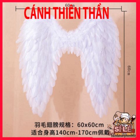 Cánh Thiên Thần Gothic Lông Vũ Trắng Cho Người Lớn - Phụ Kiện Hóa Trang Halloween Độc Đáo, Thoải Mái và Ấn Tượng