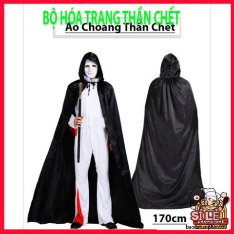 Áo choàng Vampire Halloween Đỏ Đen - Ma Cà Rồng Chất Liệu Nilon Đặc Biệt, Phong Cách Thần Chết Hóa Trang Nghệ Thuật