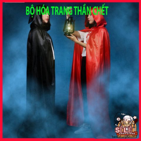 Áo choàng Vampire Halloween Đỏ Đen - Ma Cà Rồng Chất Liệu Nilon Đặc Biệt, Phong Cách Thần Chết Hóa Trang Nghệ Thuật