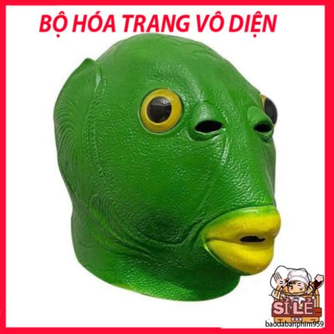 Mặt Nạ Cá Đầu Xanh Dễ Thương - Phụ Kiện Tiệc Hóa Trang, Phong Cách Vui Nhộn Dành Cho Fan Trickster Party