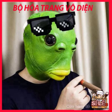 Mặt Nạ Cá Đầu Xanh Dễ Thương - Phụ Kiện Tiệc Hóa Trang, Phong Cách Vui Nhộn Dành Cho Fan Trickster Party