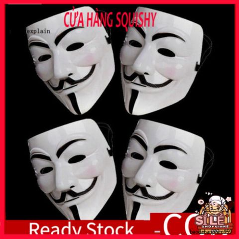 Mặt nạ V for Vendetta - Phụ kiện Halloween độc đáo, lý tưởng cho tiệc hóa trang và cosplay, an toàn sức khỏe, chất liệu nhựa cao cấp.
