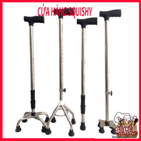 Gậy Batoong 4 Chân INOX - Gậy Chống Người Già Điều Chỉnh Chiều Cao, Hỗ Trợ Di Chuyển An Toàn và Thoải Mái
