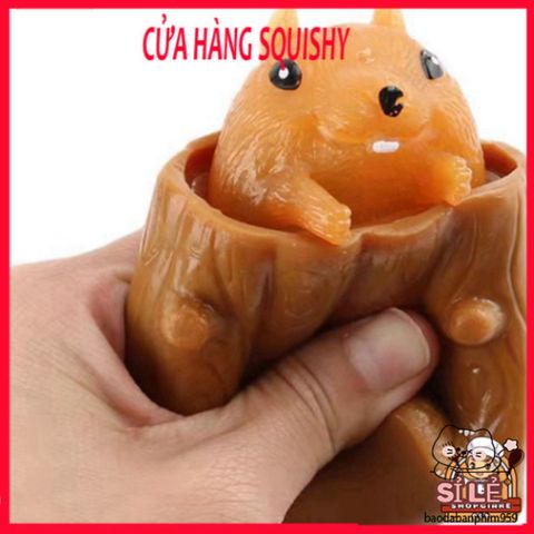 Đồ Chơi Bóp Dẻo Squishy Trứng Sóc Gốc Cây - Giải Tỏa Căng Thẳng An Toàn Cho Trẻ Em và Người Lớn, Đồ Chơi Halloween Thú Vị