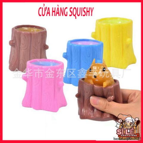 Đồ Chơi Bóp Dẻo Squishy Trứng Sóc Gốc Cây - Giải Tỏa Căng Thẳng An Toàn Cho Trẻ Em và Người Lớn, Đồ Chơi Halloween Thú Vị