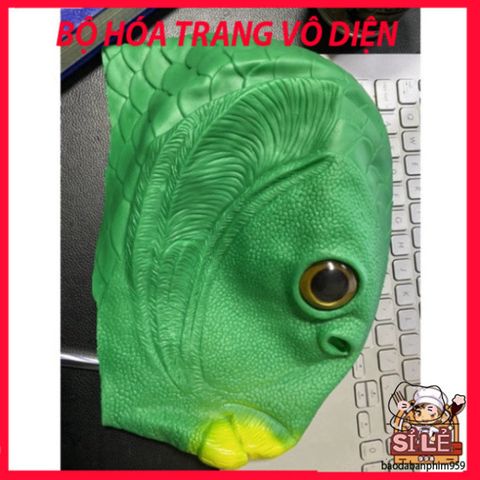 Mặt Nạ Đầu Cá Xanh Da Trời - Phụ Kiện Hóa Trang Vui Nhộn Cho Tiệc Halloween, Lễ Hội, Hoạt Động Giải Trí - An Toàn, Thoáng Khí, Thú Vị