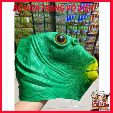 Mặt Nạ Đầu Cá Xanh Da Trời - Phụ Kiện Hóa Trang Vui Nhộn Cho Tiệc Halloween, Lễ Hội, Hoạt Động Giải Trí - An Toàn, Thoáng Khí, Thú Vị