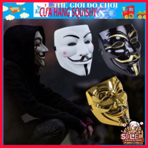 Mặt Nạ Hacker Chúa Anonymous Vàng Bạc Đen Trắng - Phụ Kiện Hóa Trang Cosplay Độc Đáo Dành Cho Tiệc Halloween