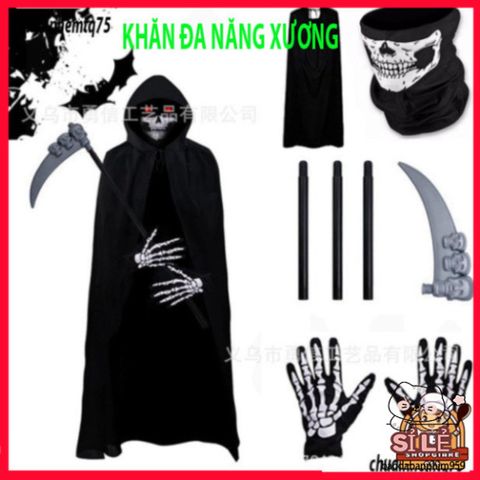 Khẩu Trang Xương Hình Đầu Lâu Đa Năng - Khăn Vải Lanh Thoáng Mát, Bảo Vệ Chống Bụi Cho Phượt, Leo Núi, Dã Ngoại