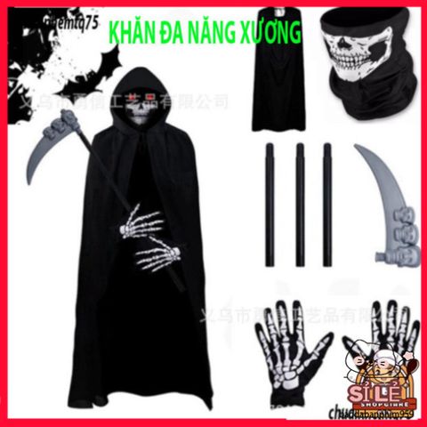Khẩu Trang Xương Hình Đầu Lâu Đa Năng - Khăn Vải Lanh Thoáng Mát, Bảo Vệ Chống Bụi Cho Phượt, Leo Núi, Dã Ngoại