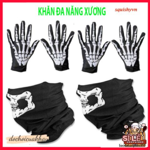 Khẩu Trang Đầu Lâu Xương Đen - Khăn Đa Năng 50cm Vải Lanh Thoáng Mát Cho Phượt và Hoạt Động Ngoài Trời