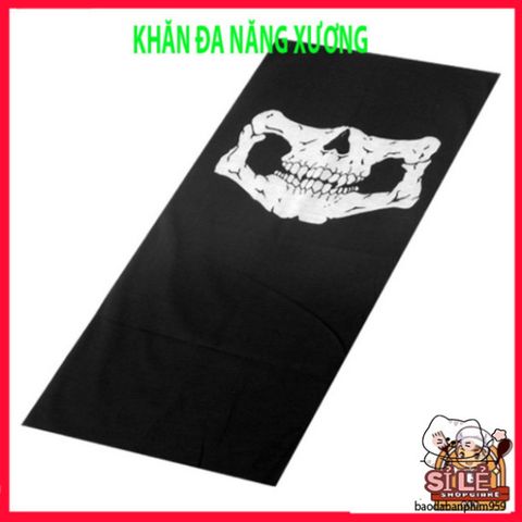 Khăn Đa Năng Đầu Lâu Đen - Khăn Bịt Mặt Thời Trang Đa Chức Năng Cho Phượt và Du Lịch, Chất Liệu Polyester Mềm Mại
