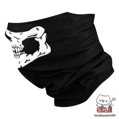 Khăn Đa Năng Đầu Lâu Đen - Khăn Bịt Mặt Thời Trang Đa Chức Năng Cho Phượt và Du Lịch, Chất Liệu Polyester Mềm Mại