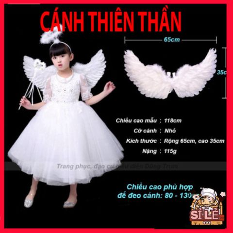 Cánh Thiên Thần Lông Vũ Trắng Cho Trẻ Em - Phụ Kiện Hóa Trang Đáng Yêu Bên Cạnh Cài Đầu & Gậy Thiên Thần