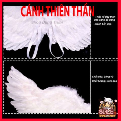 Cánh Thiên Thần Lông Vũ Trắng Cho Trẻ Em - Phụ Kiện Hóa Trang Đáng Yêu Bên Cạnh Cài Đầu & Gậy Thiên Thần