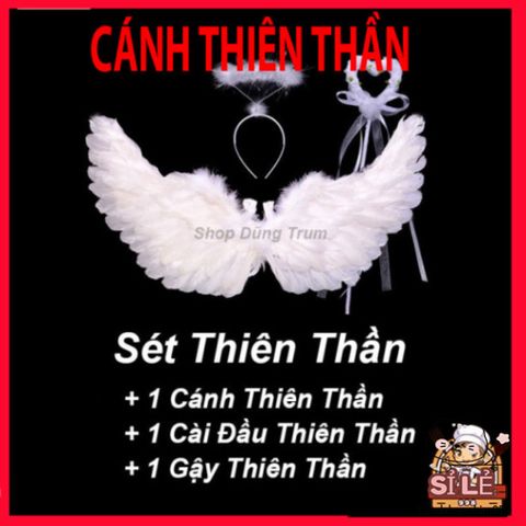 Cánh Thiên Thần Lông Vũ Trắng Cho Trẻ Em - Phụ Kiện Hóa Trang Đáng Yêu Bên Cạnh Cài Đầu & Gậy Thiên Thần