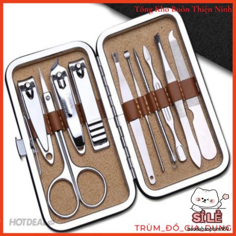 Bộ Dụng Cụ Cắt Móng Tay 12 Món Không Gỉ - Hộp Da Sang Trọng, Chăm Sóc Cá Nhân Tại Nhà, Dụng Cụ Làm Đẹp Chất Lượng Cao