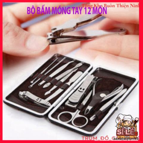 Bộ Dụng Cụ Cắt Móng Tay 12 Món Không Gỉ - Hộp Da Sang Trọng, Chăm Sóc Cá Nhân Tại Nhà, Dụng Cụ Làm Đẹp Chất Lượng Cao