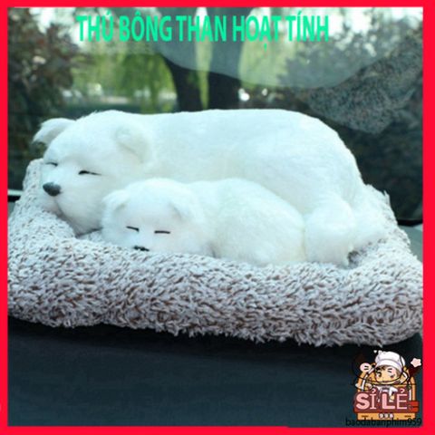 Thú Bông Khử Mùi Than Hoạt Tính Cún Trắng - Đồ Trang Trí Ô Tô Dễ Thương, Lọc Không Khí, Phụ Kiện Cho Xe Hơi Và Bàn Làm Việc